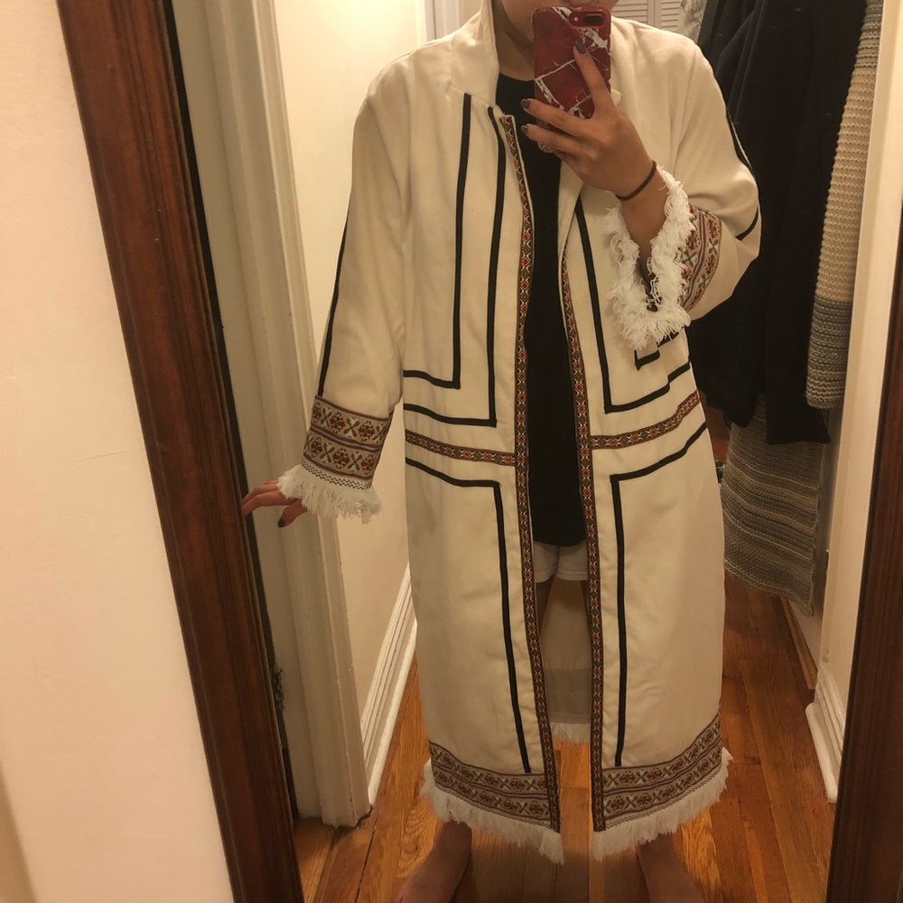 Unique long jacket with fringe